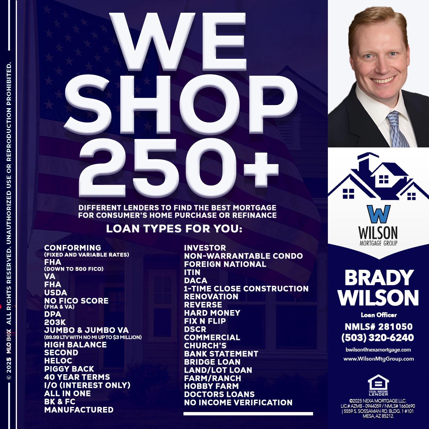 WE SHOP 250+ - Brady Wilson -Branch Manager