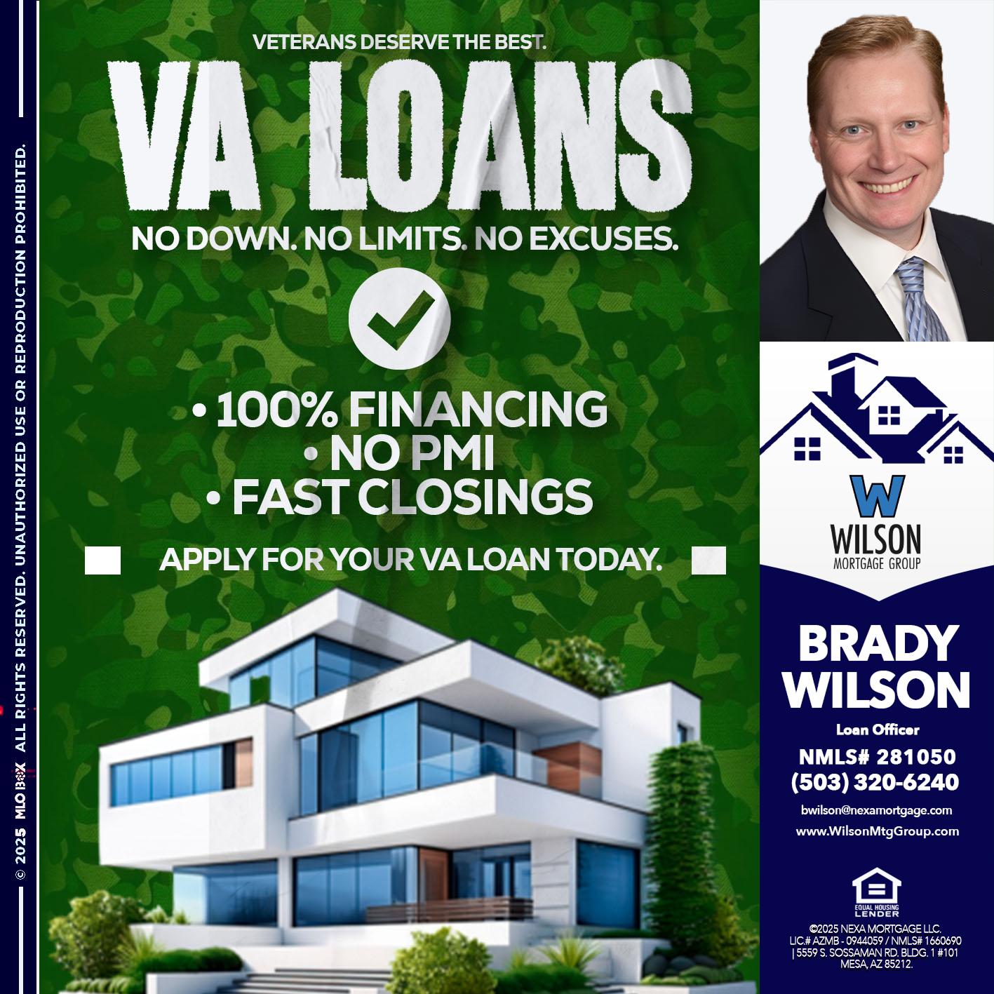 VA LOANS - Brady Wilson -Branch Manager