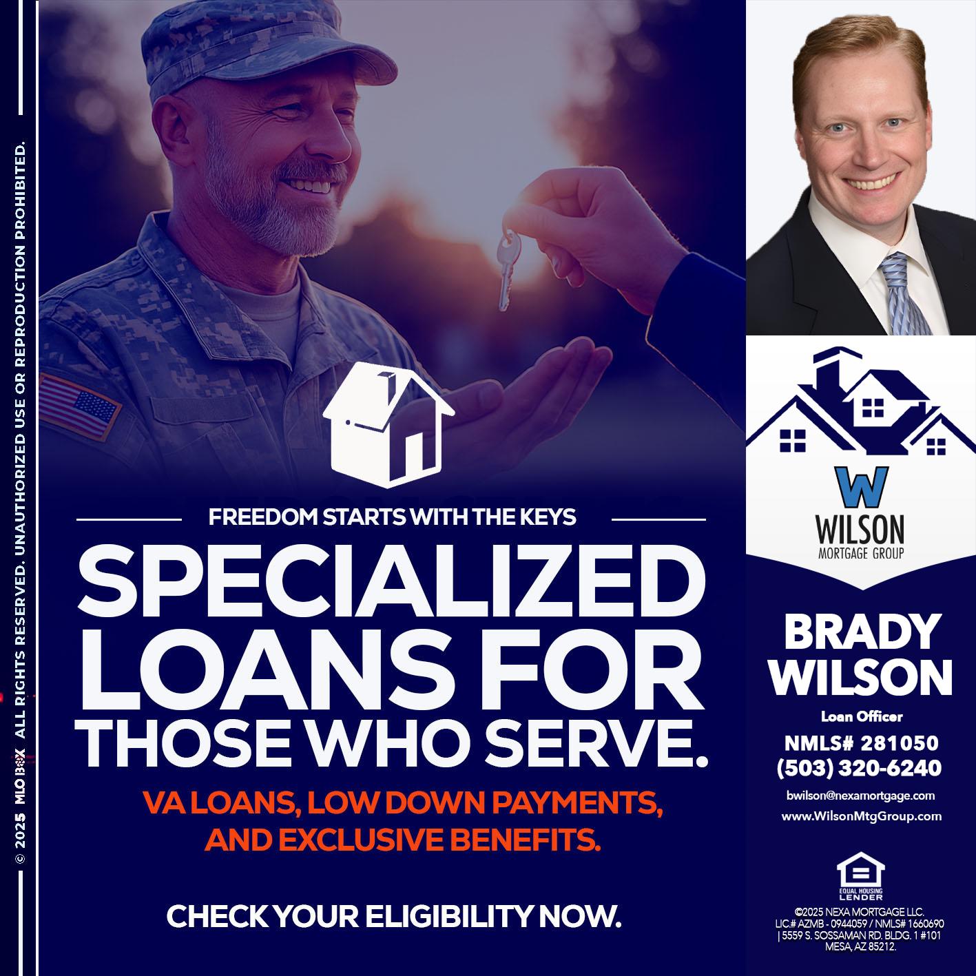 SPECIALIZED LOANS - Brady Wilson -Branch Manager
