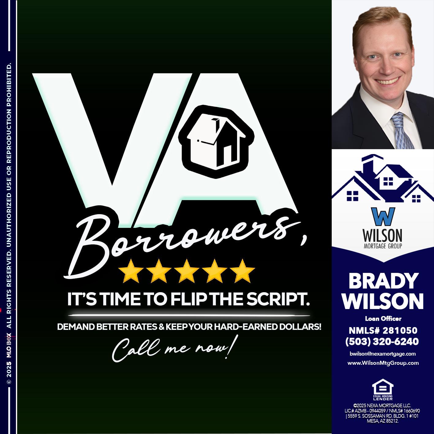 VA BORROWERS - Brady Wilson -Branch Manager