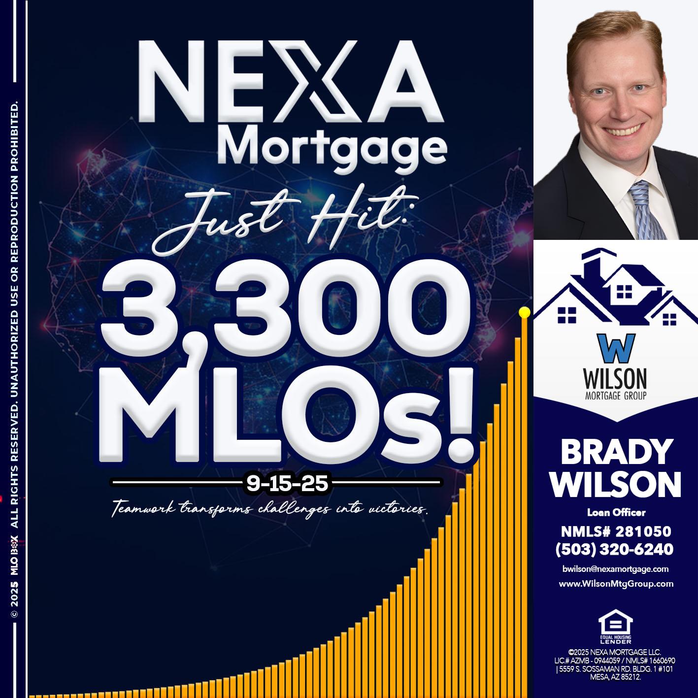 NEXA JUST HIT 3300 MLOS - Brady Wilson -Branch Manager