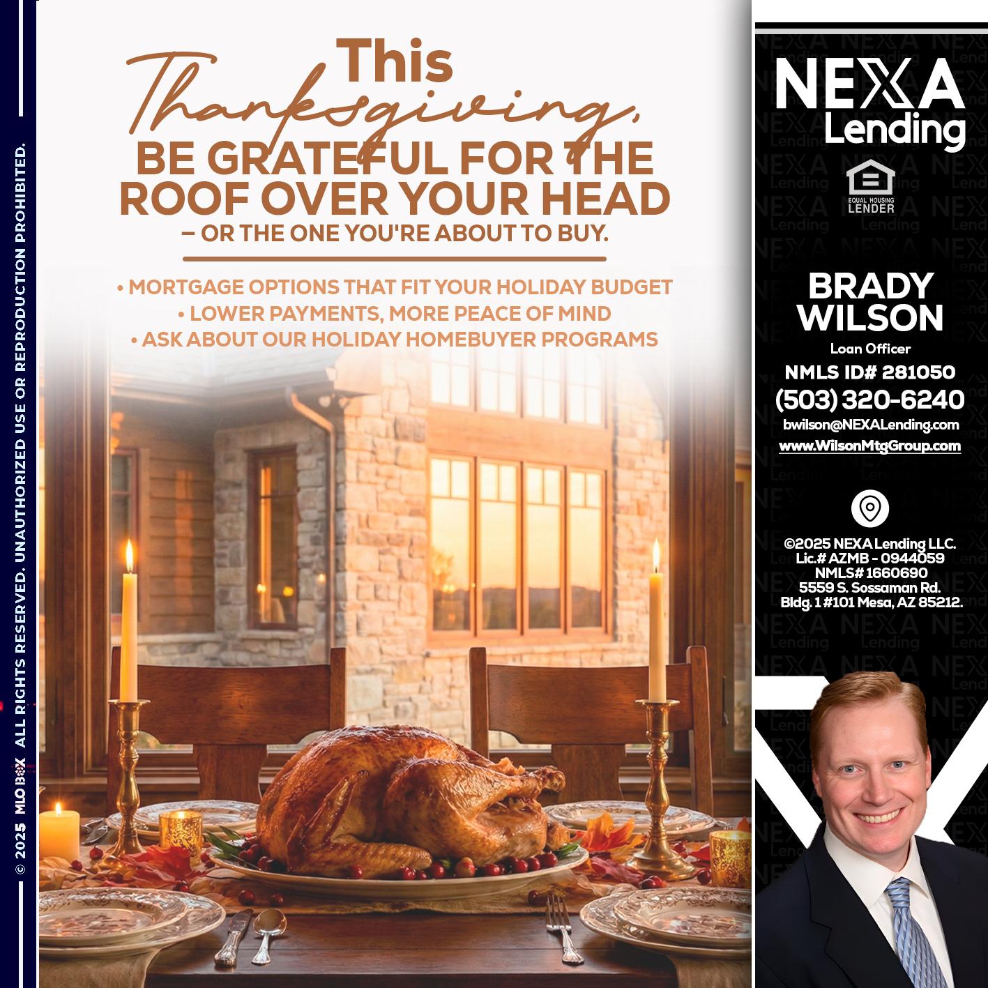 THIS THANKSGIVING - Brady Wilson -Branch Manager