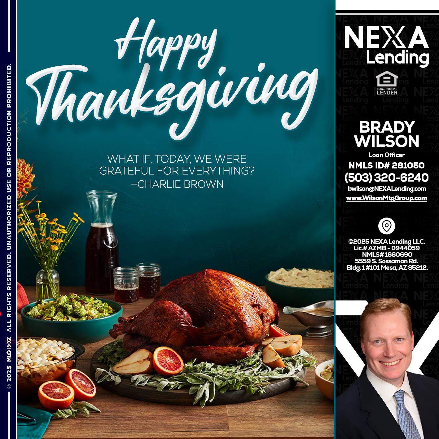 happy Thanksgiving - Brady Wilson -Branch Manager