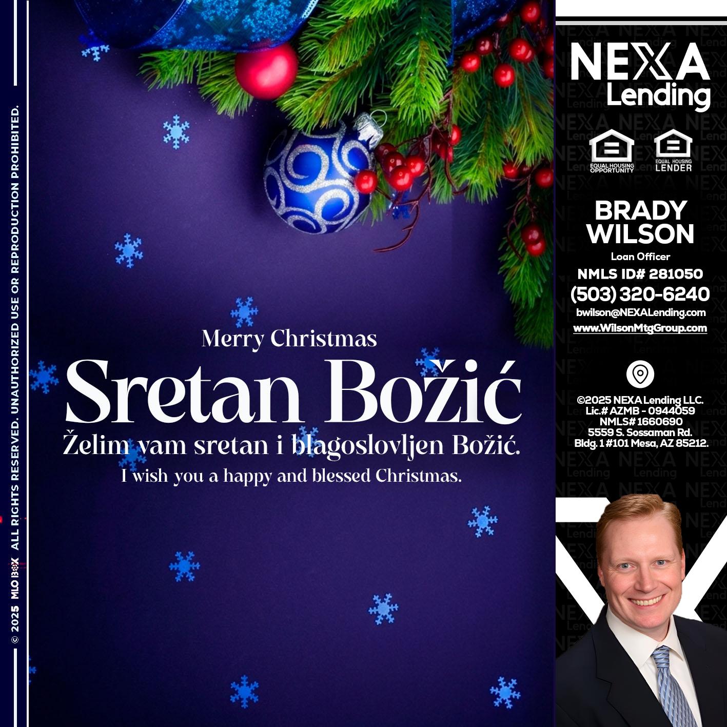 Sretan Božić - Brady Wilson -Branch Manager