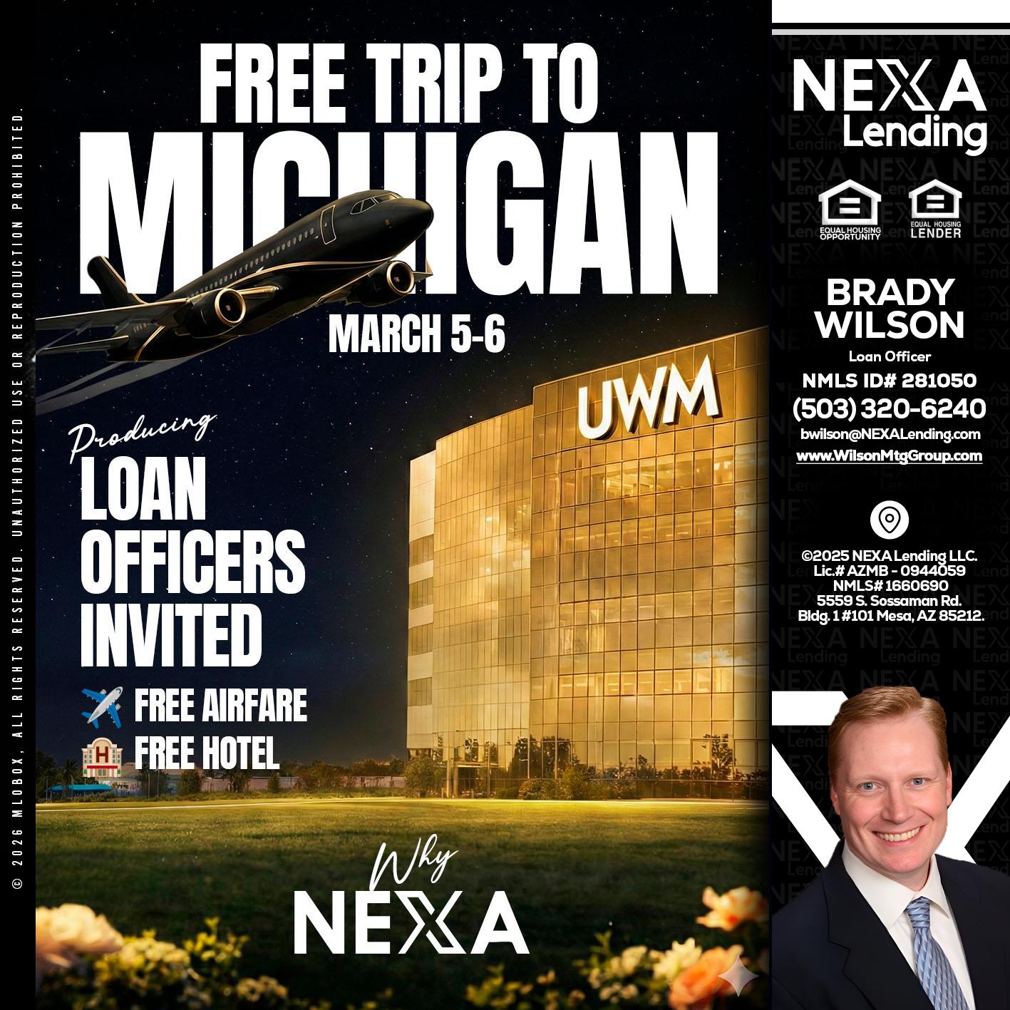 free Michigan trip - Brady Wilson -Branch Manager