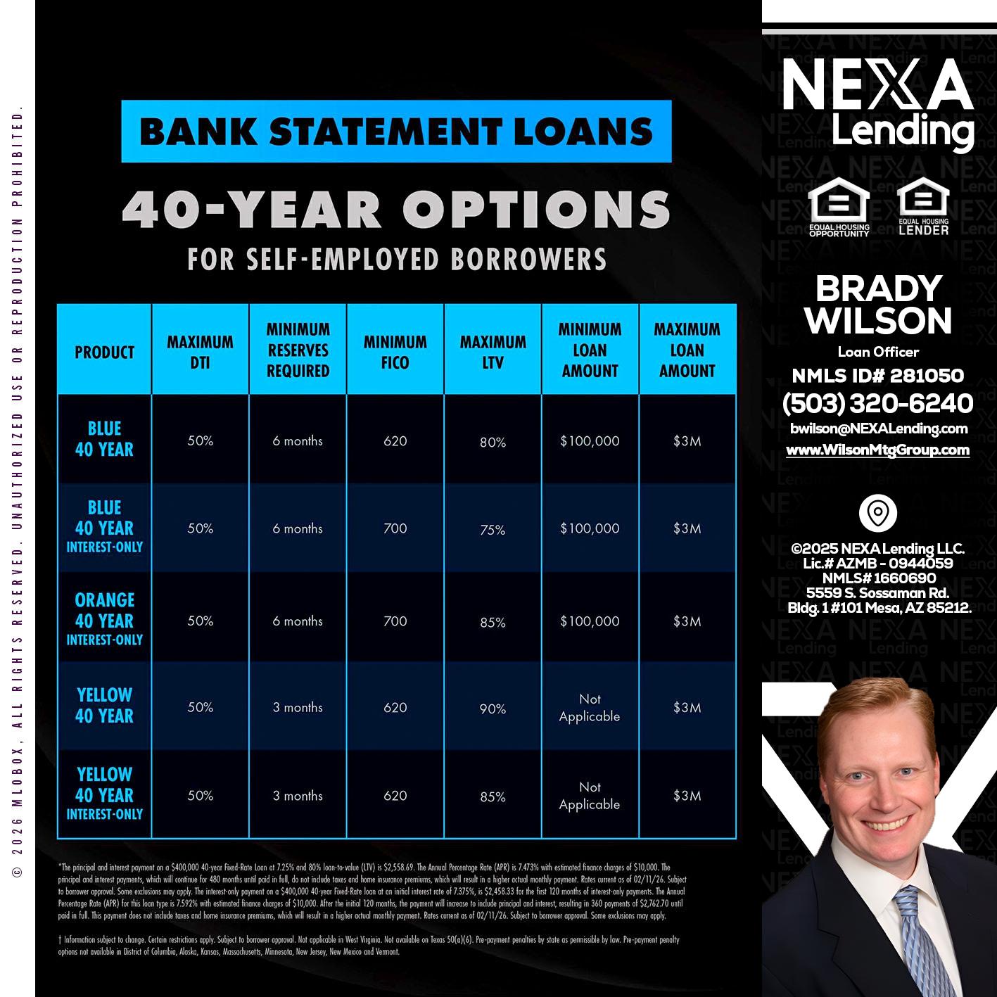 40 YR. OPTIONS - Brady Wilson -Branch Manager