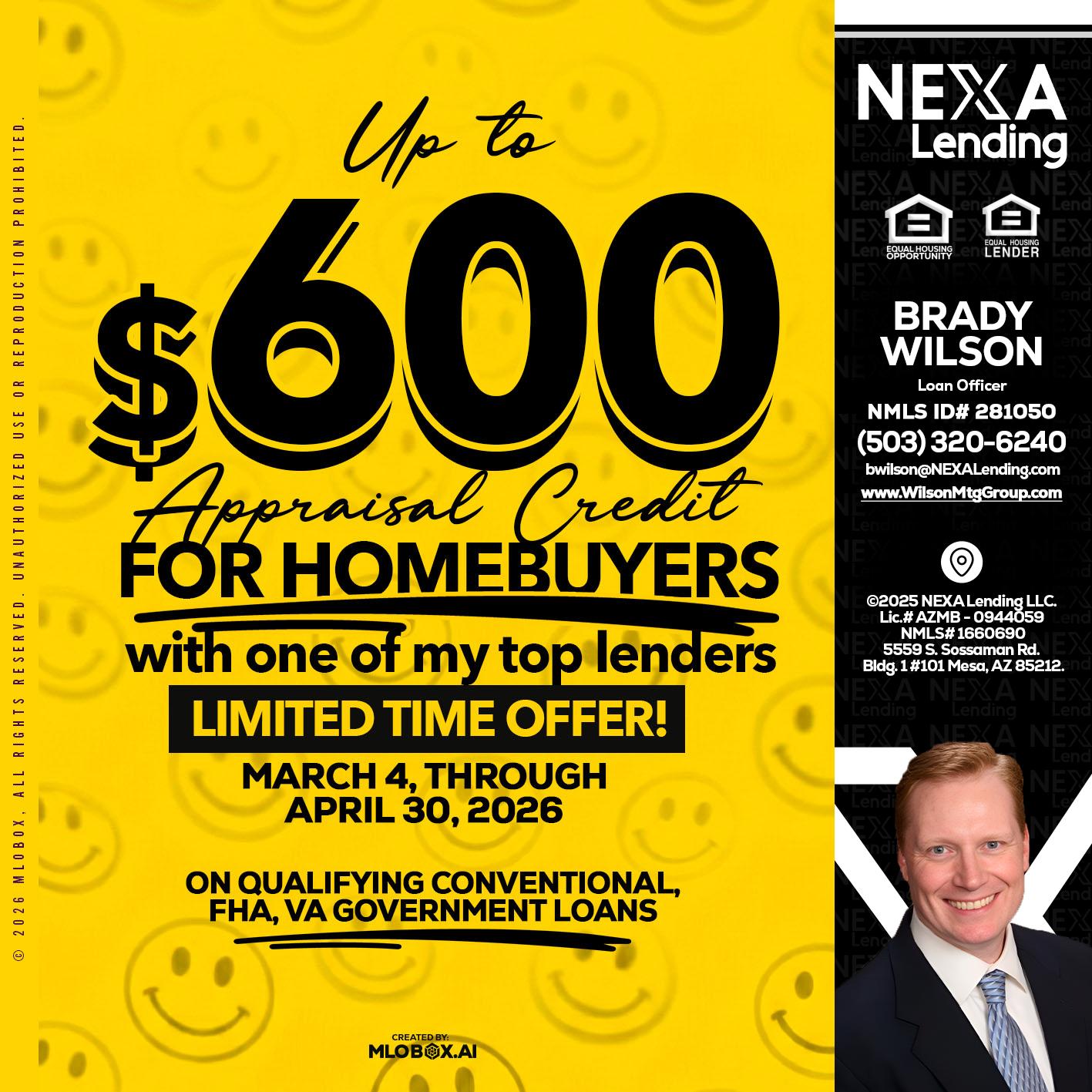 UP TO 600 - Brady Wilson -Branch Manager