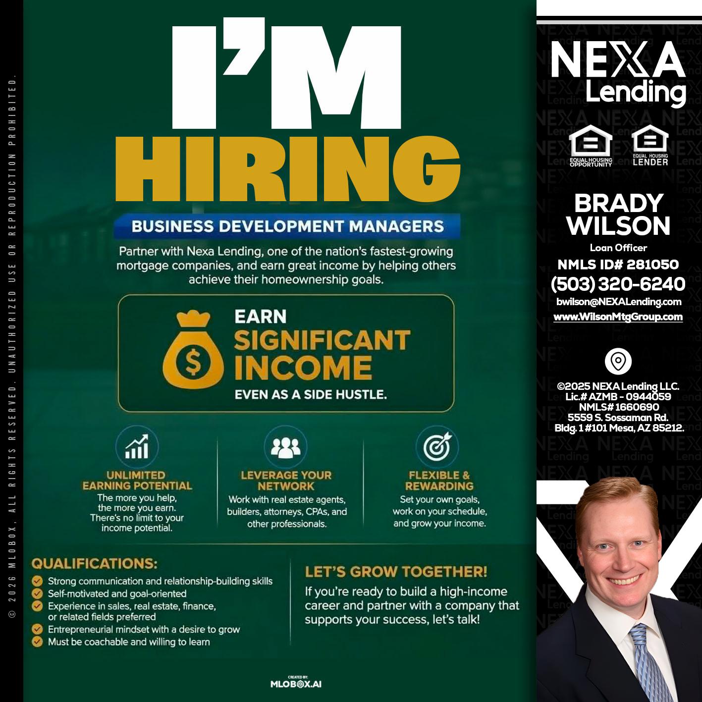 IM HIRING - Brady Wilson -Branch Manager