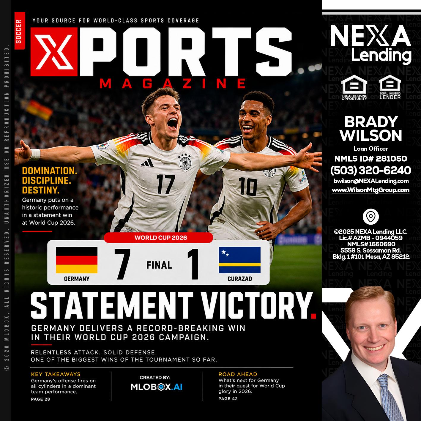 GERMANY VS CURASSAO (7-1) - Brady Wilson -Branch Manager