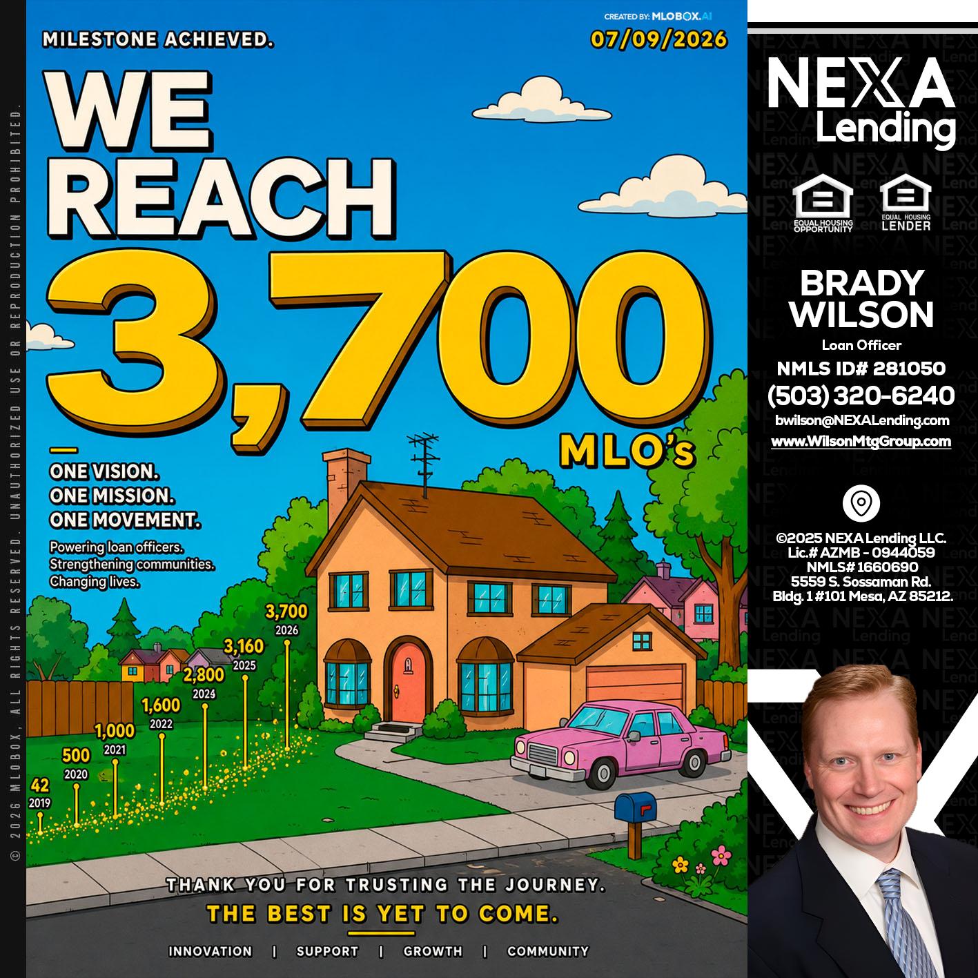 3,700 MLO's - Brady Wilson -Branch Manager