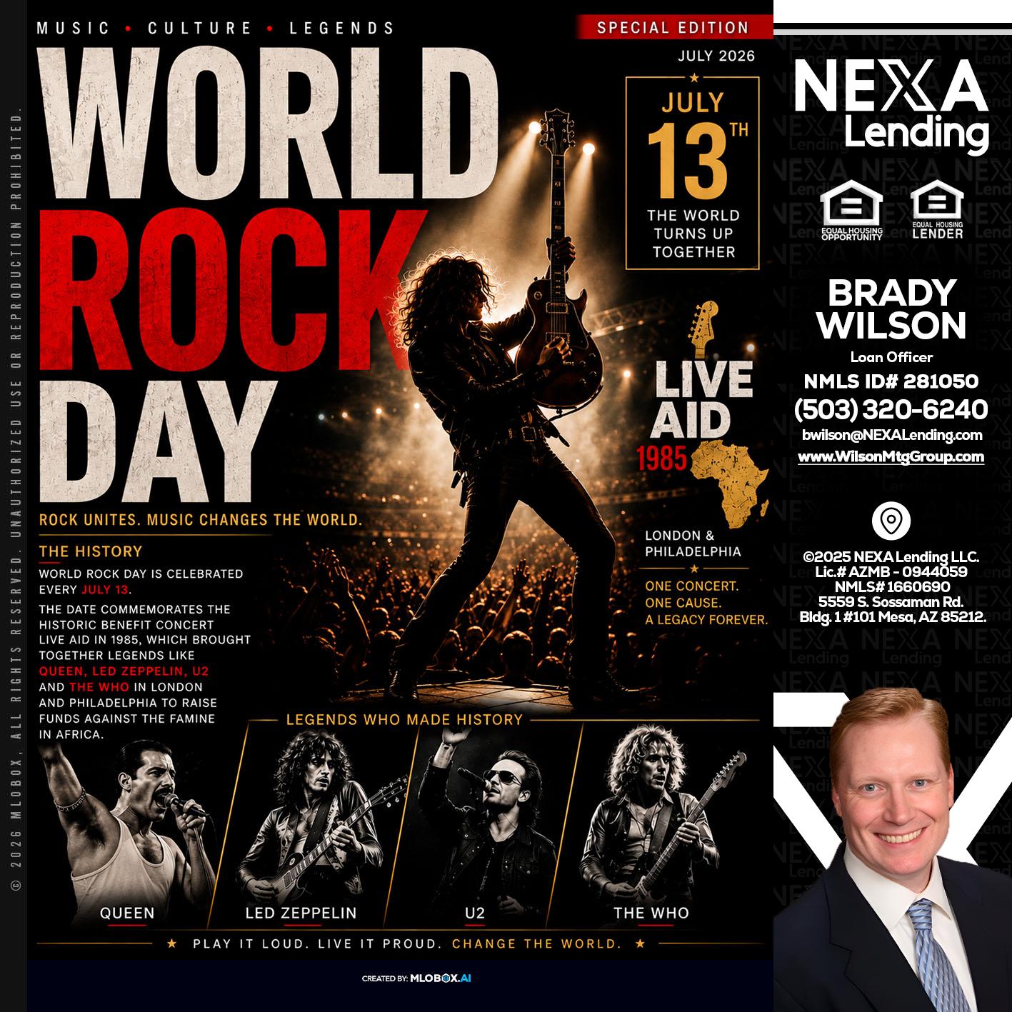 WORLD ROCK MUSIC DAY - Brady Wilson -Branch Manager
