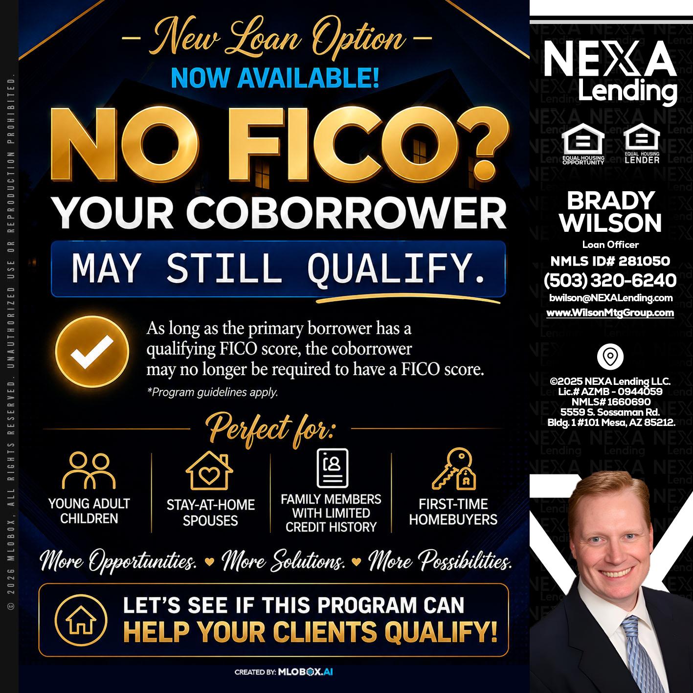NO FICO - Brady Wilson -Branch Manager
