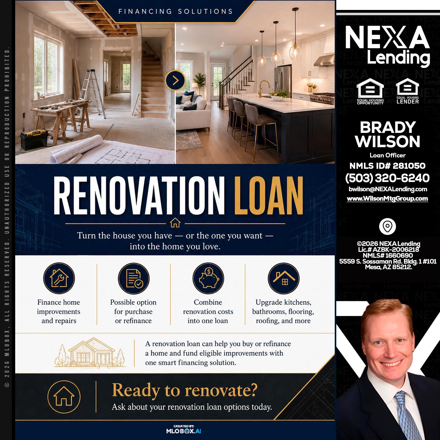 RENOVATION LOAN - Brady Wilson -Branch Manager