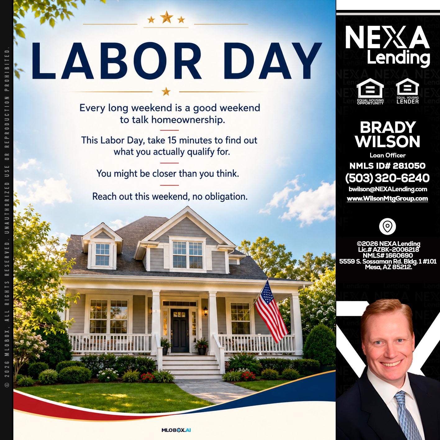 LABOR DAY - Brady Wilson -Branch Manager