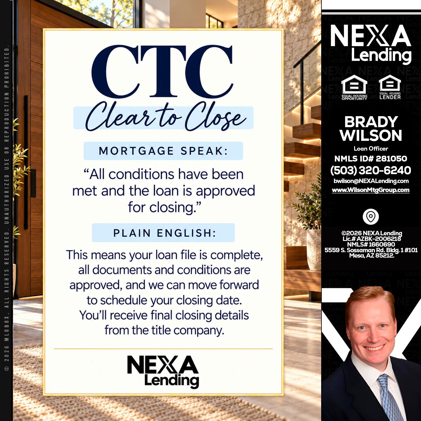 CLEAR TO CLOSE - Brady Wilson -Branch Manager